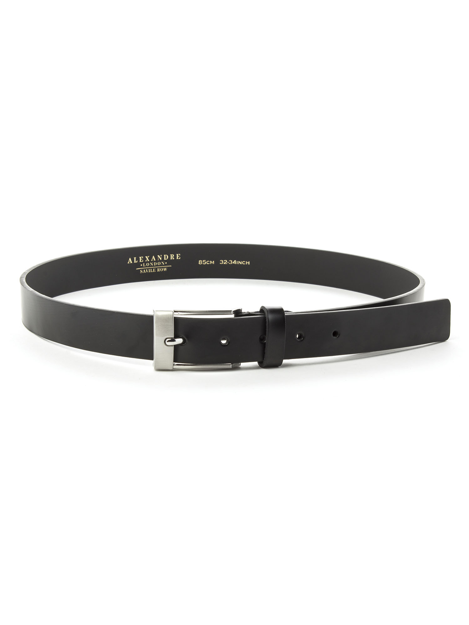 Black Leather Belt with Square Buckle - Alexandre London - Belts ...