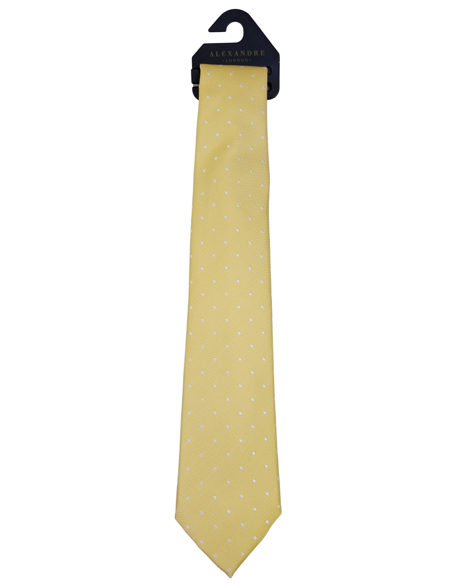 Yellow White Polka Dot Pure Silk Tie - Ties - Alexandre London