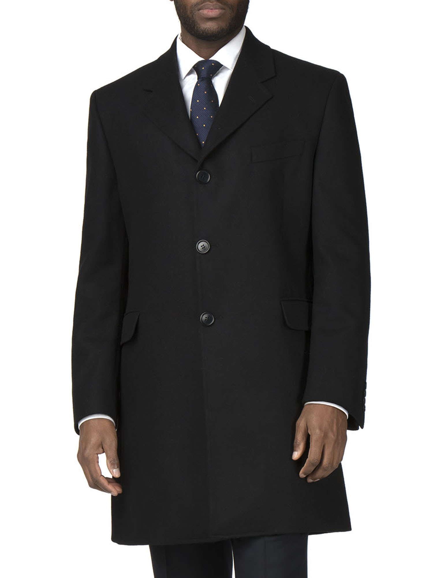 Black Melton Single Breasted Overcoat - Overcoats - Alexandre London