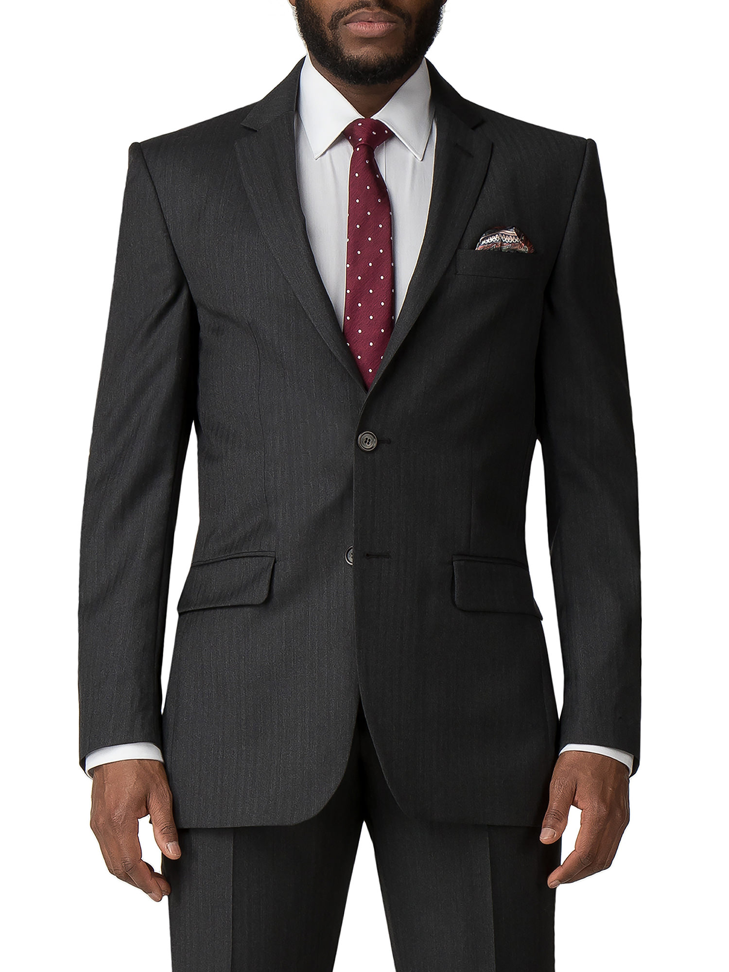 Charcoal Herringbone Regular Fit Suit Two Piece Suits Alexandre London