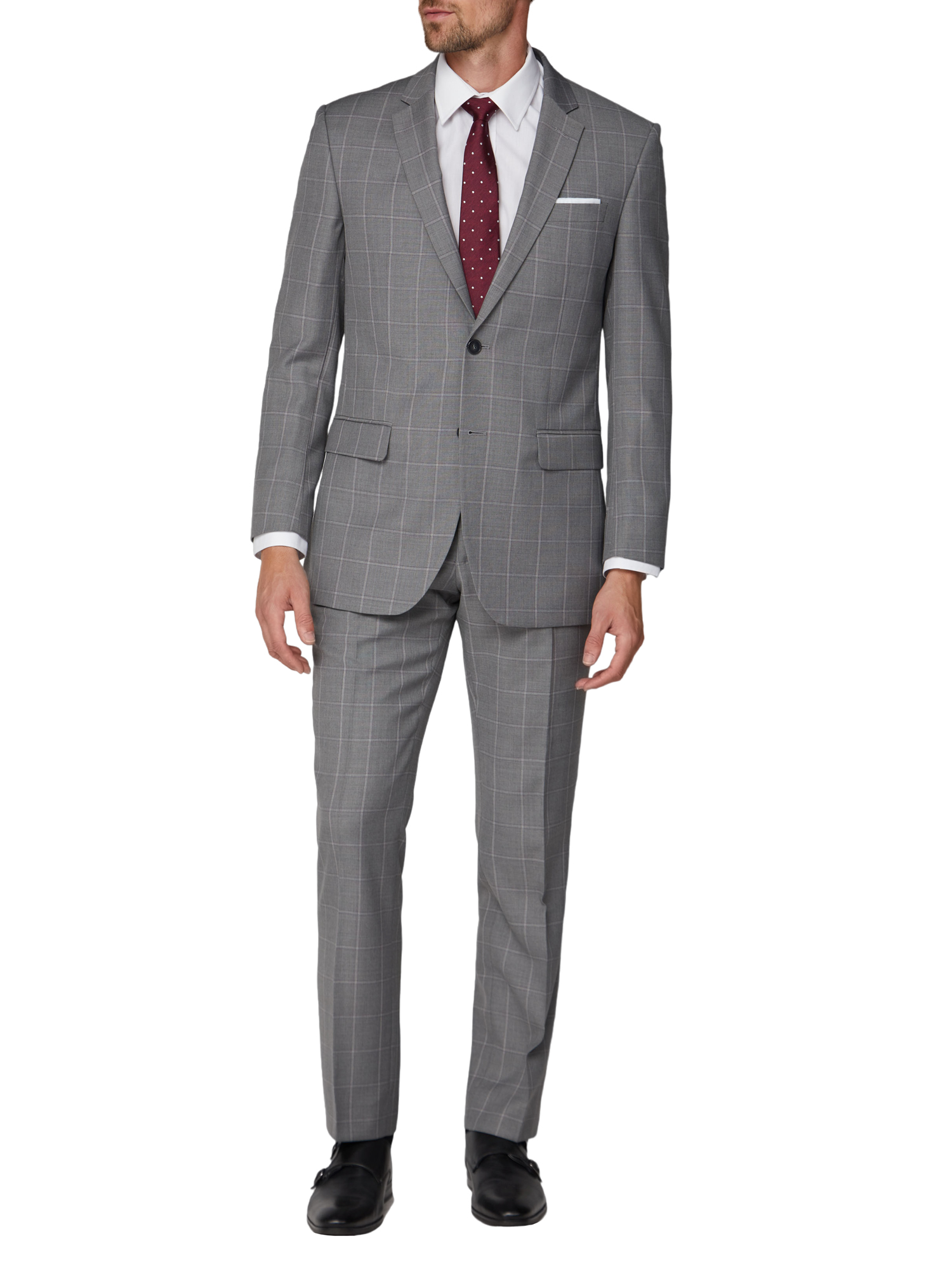 Grey Check Regular Fit Suit - Two Piece Suits - Alexandre London