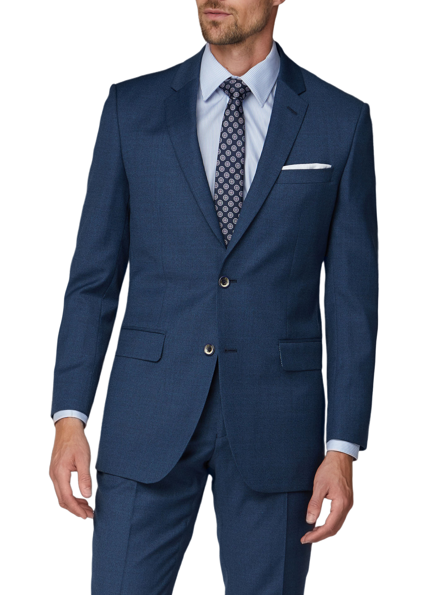 Blue Melange Regular Fit Suit - Two Piece Suits - Alexandre London