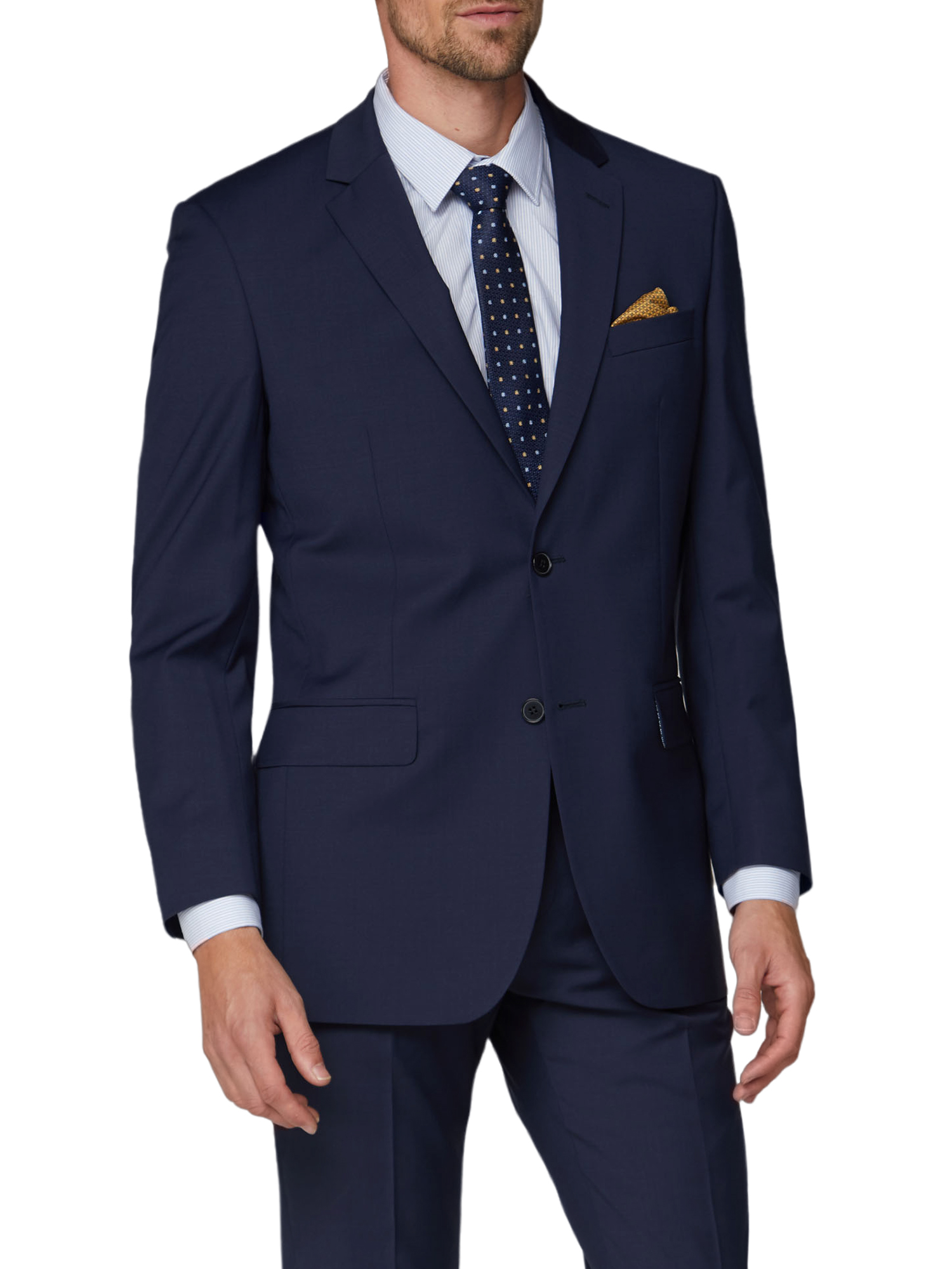 Navy Blue Plain Twill Regular Fit Suit - Two Piece Suits - Alexandre London